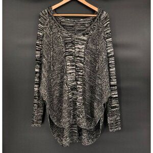 Athleta Oversized Knit Hooded Sweater Poncho XL Gray Merino Wool Blend Dolman